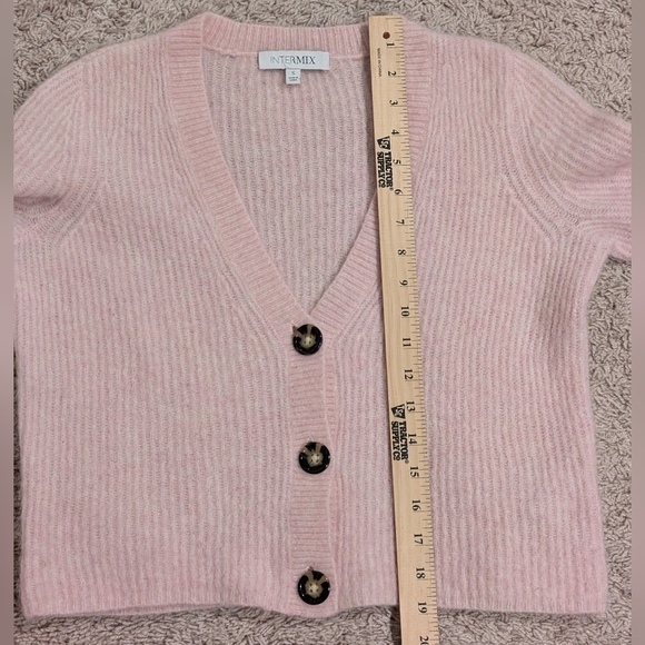 Intermix Ribbed Alpaca Wool Blend Cropped Cardigan - Picture 8 of 9